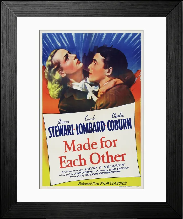 Framed Print : MADE FOR EACH OTHER, US poster art, from left: Carole Lombard, James Stewart, 1939 Framed Print : MADE FOR EACH OTHER, US poster art, from left: Carole Lombard, James Stewart, 1939