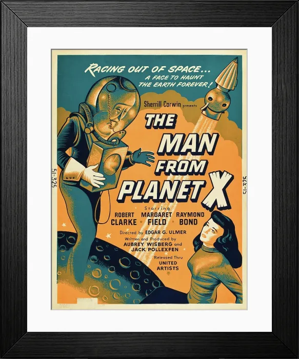 Framed Print : THE MAN FROM PLANET X, l-r: Pat Goldin, Margaret Field on poster art, 1951 Framed Print : THE MAN FROM PLANET X, l-r: Pat Goldin, Margaret Field on poster art, 1951
