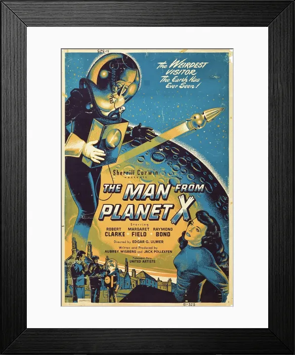 Framed Print : THE MAN FROM PLANET X, l-r: Pat Goldin, Margaret Field on poster art, 1951