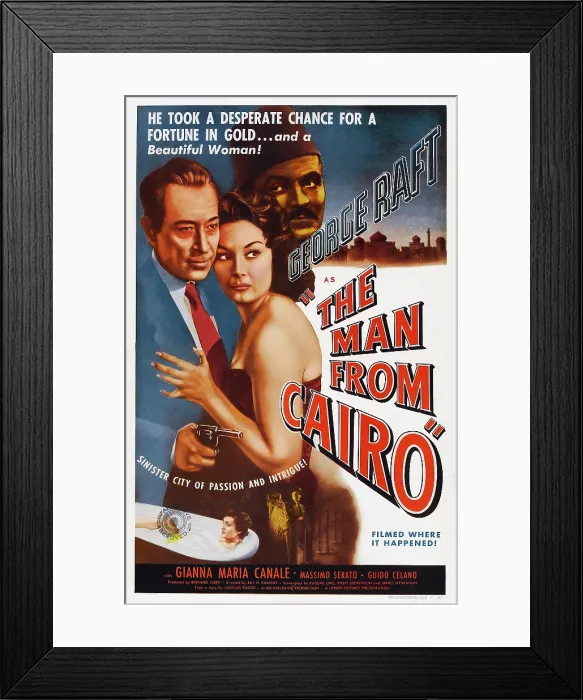Framed Print : THE MAN FROM CAIRO, (aka DRAMMA NELLA KASBAH), US poster, front from left: George Raft, Gianna Maria Canale, 1953