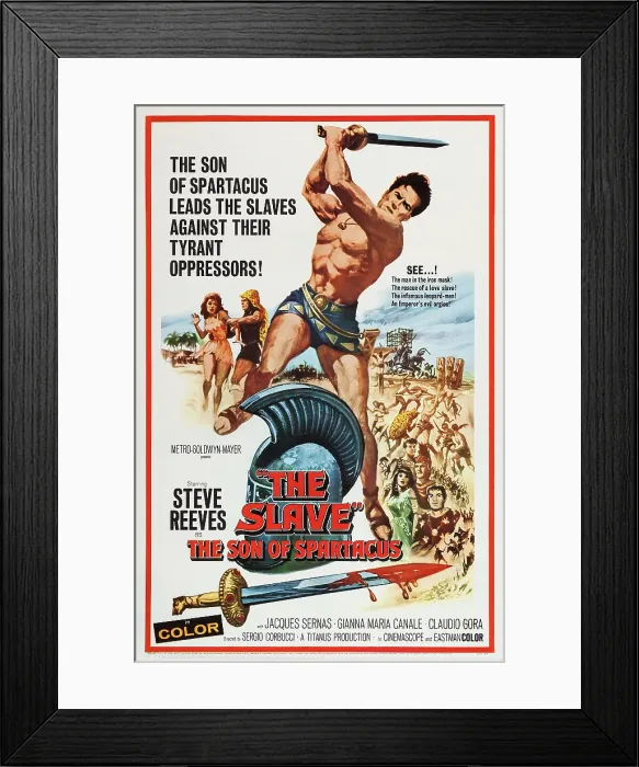 Framed Print : THE SLAVE, (aka IL FIGLIO DI SPARTACUS), Steve Reeves on poster art, 1962