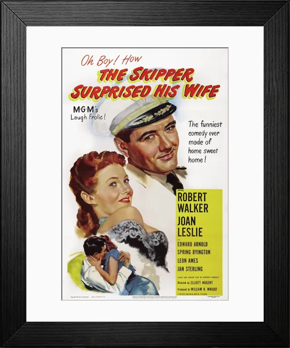 Framed Print : THE SKIPPER SURPRISED HIS WIFE, US poster art, from top: Joan Leslie, Robert Walker, 1950 Framed Print : THE SKIPPER SURPRISED HIS WIFE, US poster art, from top: Joan Leslie, Robert Walker, 1950