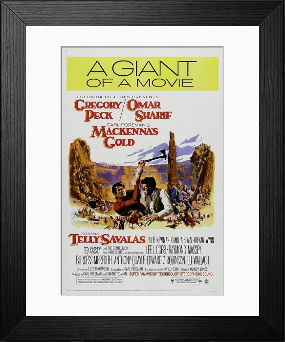 Framed Print : MACKENNA'S GOLD, US poster, center from left: Gregory Peck, Omar Sharif, 1969 Framed Print : MACKENNA'S GOLD, US poster, center from left: Gregory Peck, Omar Sharif, 1969