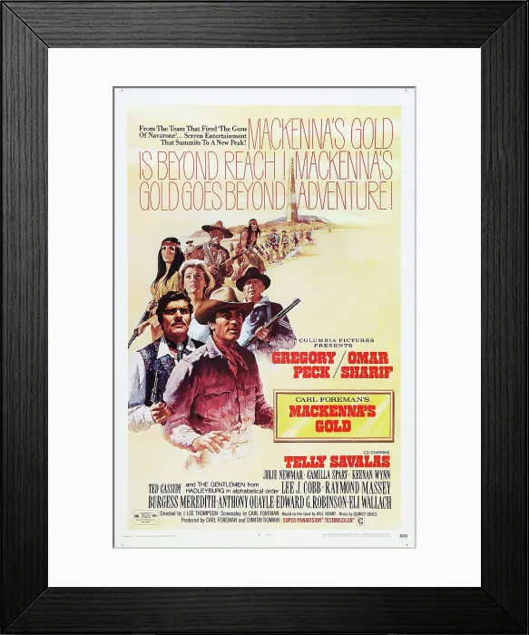 Framed Print : MACKENNA'S GOLD, US poster, front to back: Gregory Peck, Omar Sharif, Camilla Sparv, Telly Savalas, Julie Newmar, Keenan Wynn, Ted Cassidy, 1969