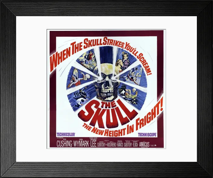 Framed Print : THE SKULL, US poster art, Peter Cushing (top right with dagger), 1965