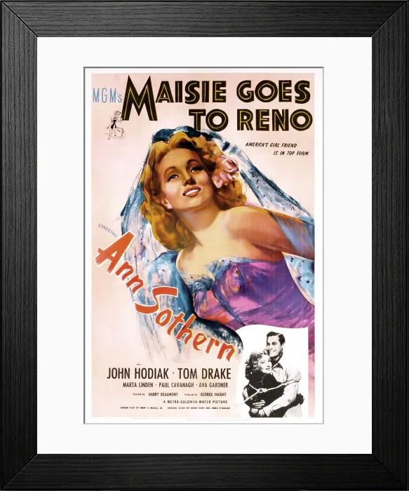 Framed Print : MAISIE GOES TO RENO, US poster, Ann Sothern, John Hodiak, 1944