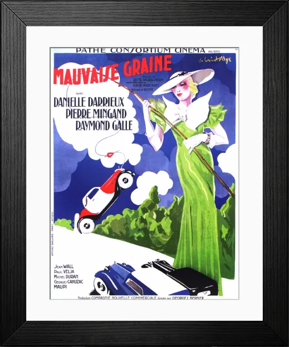 Framed Print : MAUVAISE GRAINE, (aka BAD SEED, aka BAD BLOOD), French poster art, Danielle Darrieux, 1934 Framed Print : MAUVAISE GRAINE, (aka BAD SEED, aka BAD BLOOD), French poster art, Danielle Darrieux, 1934