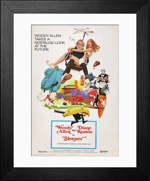 Framed Print : SLEEPER, US poster art, top from left: Woody Allen, Diane Keaton, 1973
