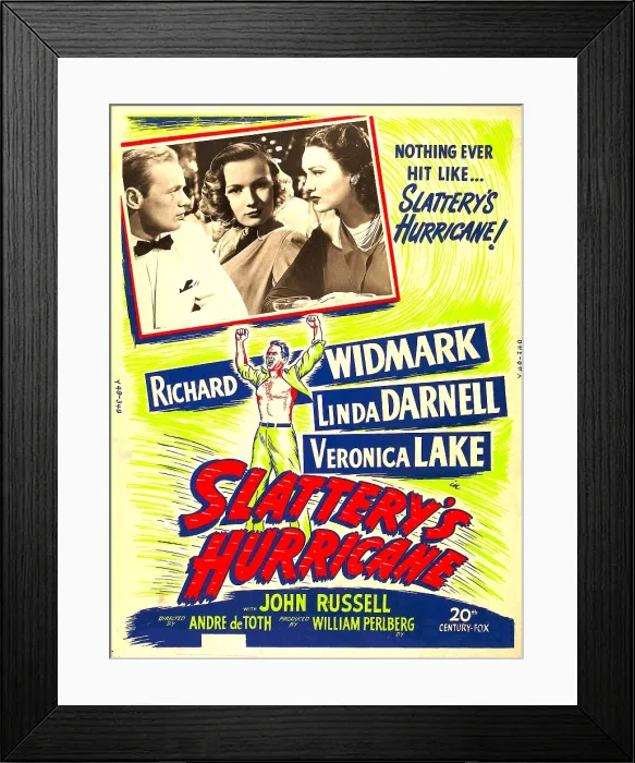 Framed Print : SLATTERY'S HURRICANE, US poster, from left: Richard Widmark, Veronica Lake, Linda Darnell, 1949. TM and Copyright 20th Century Fox Film Corp
