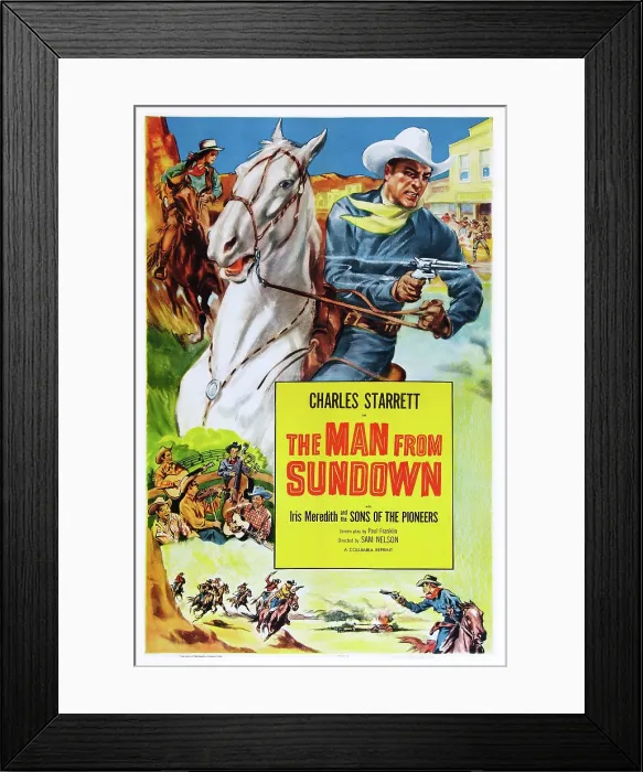 Framed Print : THE MAN FROM SUNDOWN, US poster art, top: Charles Starrett; below: Sons of the Pioneers, 1939
