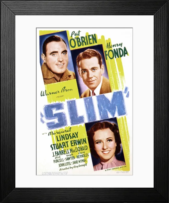 Framed Print : SLIM, US poster art, from top: Pat O'Brien, Henry Fonda, Margaret Lindsay, 1937 Framed Print : SLIM, US poster art, from top: Pat O'Brien, Henry Fonda, Margaret Lindsay, 1937