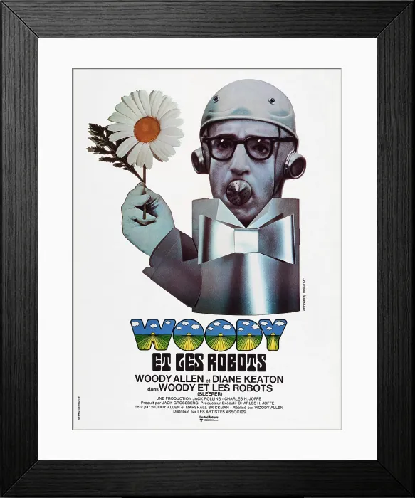 Framed Print : SLEEPER, (aka WOODY ET LES ROBOTS), French poster art, Woody Allen, 1973