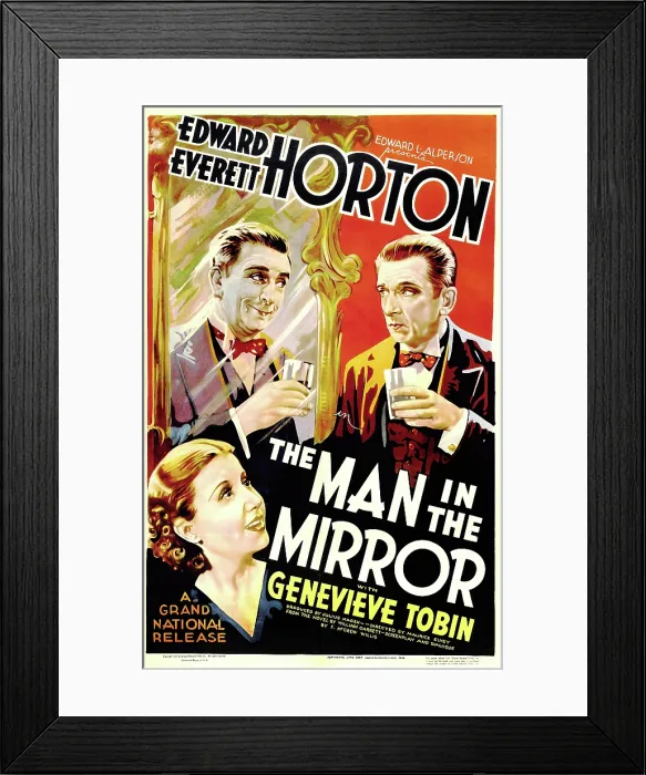 Framed Print : THE MAN IN THE MIRROR, US poster art, from top: Edward Everett Horton times two, Genevieve Tobin, 1936