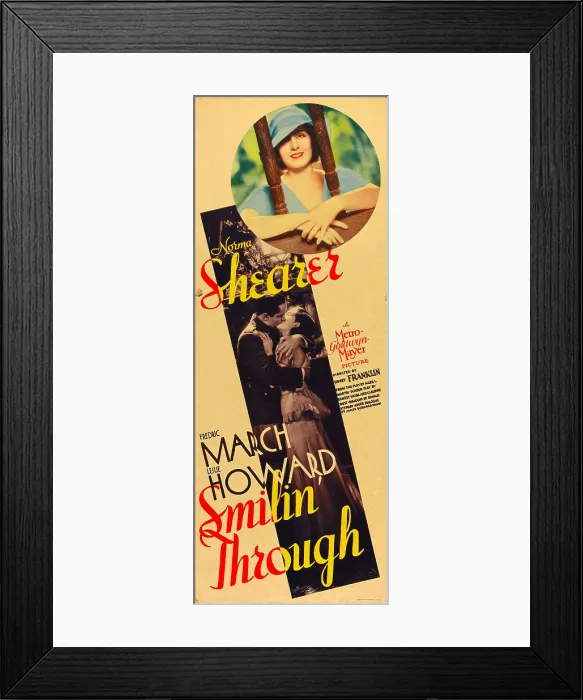 Framed Print : SMILIN THROUGH, top: Norma Shearer, bottom from left: Fredric March, Norma Shearer on insert poster, 1932 Framed Print : SMILIN THROUGH, top: Norma Shearer, bottom from left: Fredric March, Norma Shearer on insert poster, 1932