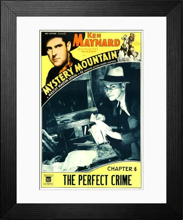 Framed Print : MYSTERY MOUNTAIN, top left: Ken Maynard in Chapter 6: The Perfect Crime, 1934