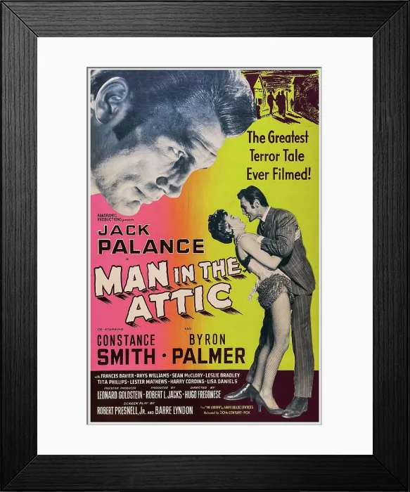 Framed Print : MAN IN THE ATTIC, US poster art, top left: Jack Palance; bottom, from left: Constance Smith, Jack Palance, 1953. TM and copyright20th Century Fox Film Corp