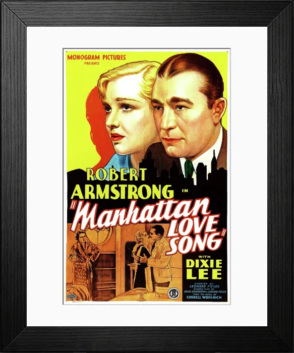 Framed Print : MANHATTAN LOVE SONG, US poster art, from left: Dixie Lee, Robert Armstrong, 1934