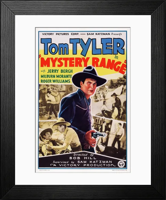 Framed Print : MYSTERY RANGE, US poster art, center: Tom Tyler, 1937