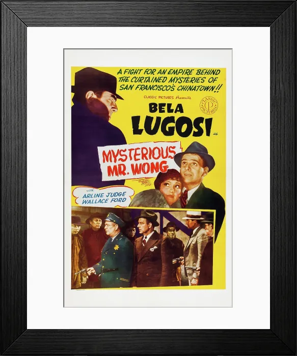 Framed Print : THE MYSTERIOUS MR. WONG, US poster art, top from left: Bela Lugosi, Arline Judge, Wallace Ford, 1934