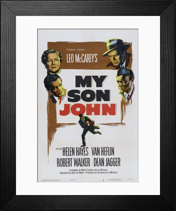 Framed Print : MY SON JOHN, US poster art, left from top: Helen Hayes, Robert Walker; right from top: Van Heflin, Dean Jagger, 1952 Framed Print : MY SON JOHN, US poster art, left from top: Helen Hayes, Robert Walker; right from top: Van Heflin, Dean Jagger, 1952