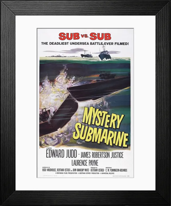 Framed Print : MYSTERY SUBMARINE, poster art, 1963