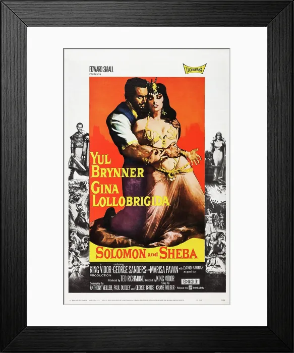 Framed Print : SOLOMON AND SHEBA, US poster, Yul Brynner, Gina Lollobrigida, 1959 Framed Print : SOLOMON AND SHEBA, US poster, Yul Brynner, Gina Lollobrigida, 1959