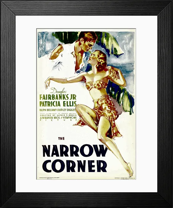 Framed Print : THE NARROW CORNER, from left: Douglas Fairbanks Jr. Patricia Ellis on midget window card, 1933
