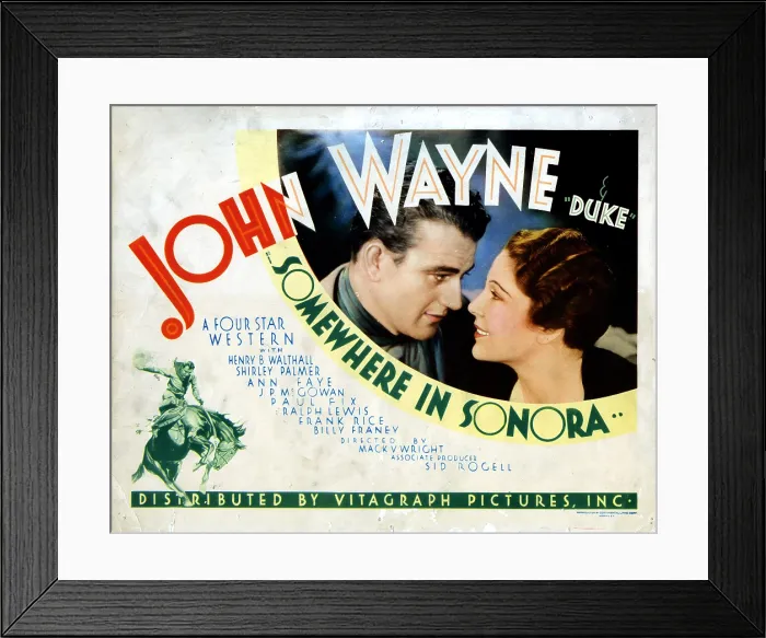 Framed Print : SOMEWHERE IN SONORA, from left, John Wayne, Shirley Palmer, 1933