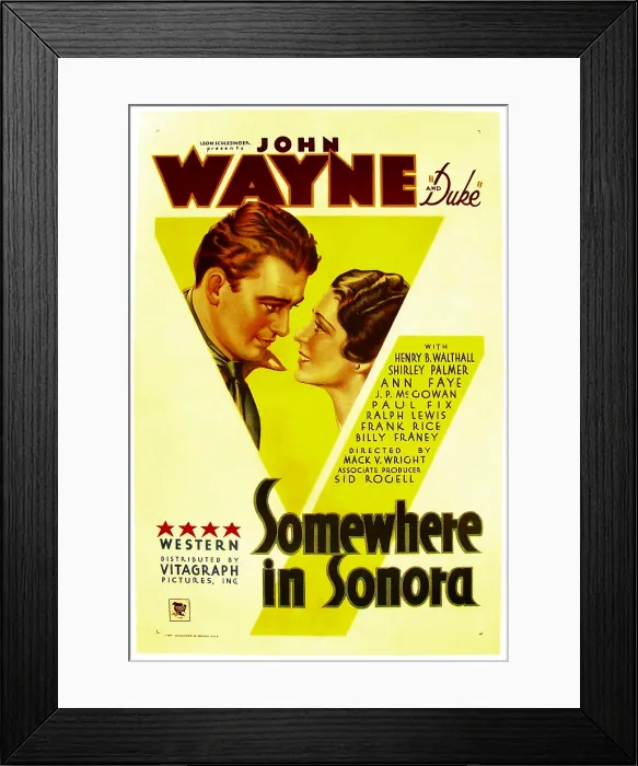 Framed Print : SOMEWHERE IN SONORA, from left: John Wayne, Shirley Palmer, 1933