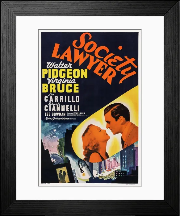 Framed Print : SOCIETY LAWYER, US poster art, from left: Virginia Bruce, Walter Pidgeon, 1939