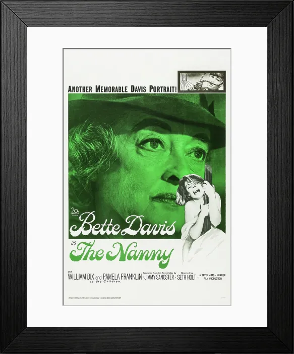Framed Print : THE NANNY, US poster art, top: William Dix, bottom l-r: Bette Davis, Jill Bennett on poster art, 1965, TM and Copyright 20th Century Fox Film Corp