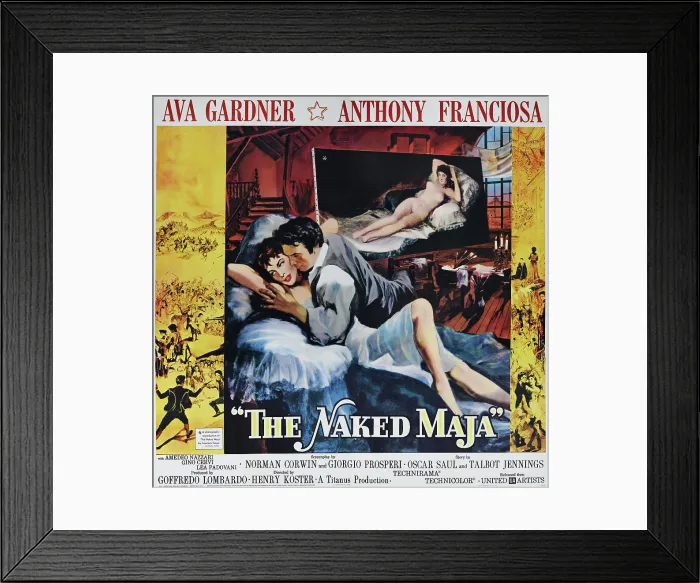 Framed Print : THE NAKED MAJA, US poster, from left: Ava Gardner, Anthony Franciosa, 1958 Framed Print : THE NAKED MAJA, US poster, from left: Ava Gardner, Anthony Franciosa, 1958