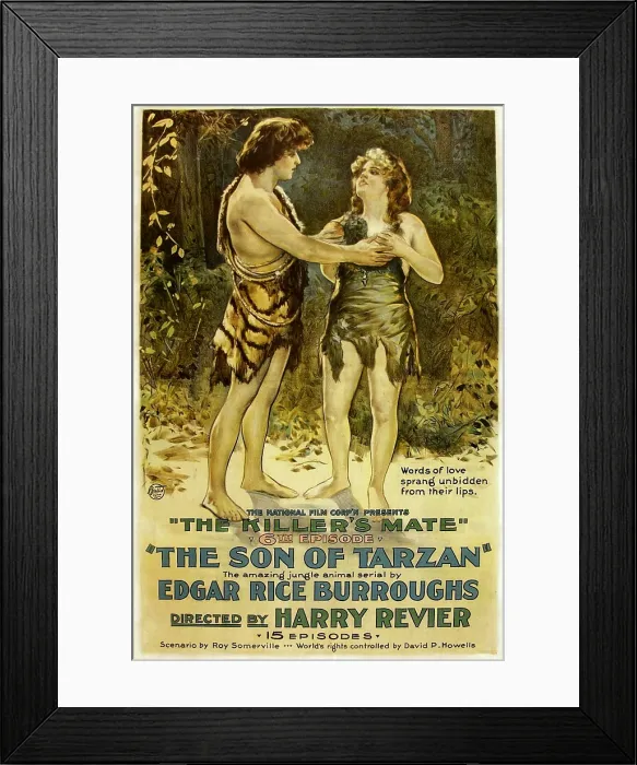 Framed Print : THE SON OF TARZAN, from left: Kamuela C. Searle, Manilla Martan in Episode 6: The Killer's Mate, 1920