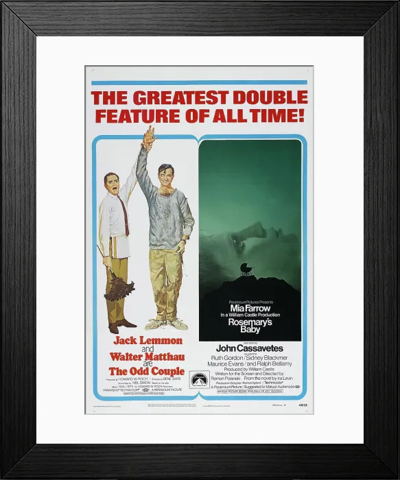 Framed Print : THE ODD COUPLE, ROSEMARY'S BABY, US poster, from left: Jack Lemmon, Walter Matthau, 1968 Framed Print : THE ODD COUPLE, ROSEMARY'S BABY, US poster, from left: Jack Lemmon, Walter Matthau, 1968