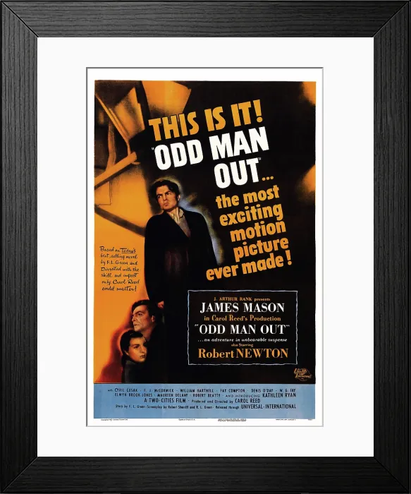 Framed Print : ODD MAN OUT, US poster art, from left: Kathleen Ryan, James Mason, 1947