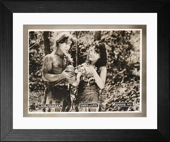 Framed Print : THE SON OF TARZAN, l-r: Kamuela C. Searle, Manilla Martan in Episode 11-Ashes of Love on lobbycard, 1920