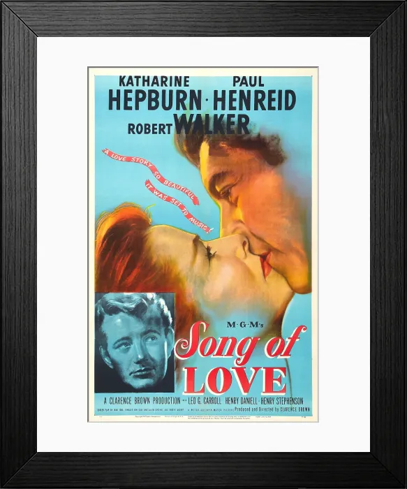 Framed Print : SONG OF LOVE, US poster, from left: Robert Walker, Katharine Hepburn, Paul Henreid, 1947