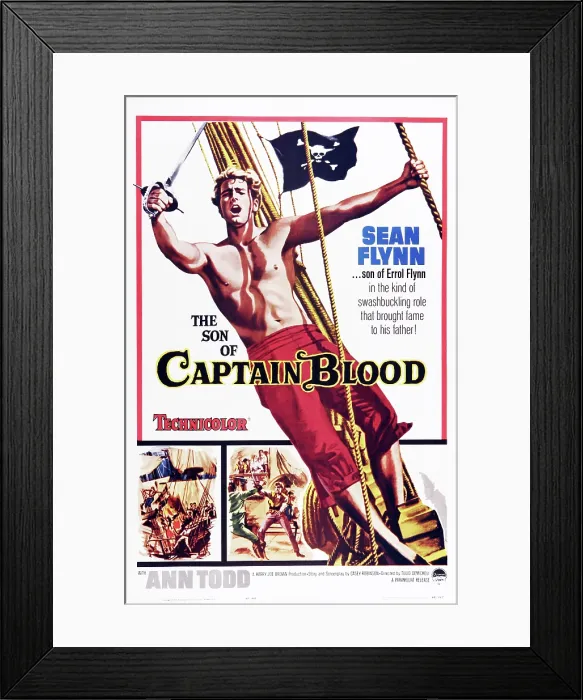 Framed Print : THE SON OF CAPTAIN BLOOD, Sean Flynn on poster art, 1962 Framed Print : THE SON OF CAPTAIN BLOOD, Sean Flynn on poster art, 1962