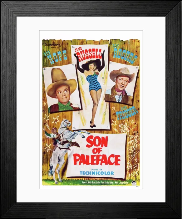 Framed Print : SON OF PALEFACE, US poster, top from left: Bob Hope, Jane Russell, Roy Rogers (and bottom), 1952