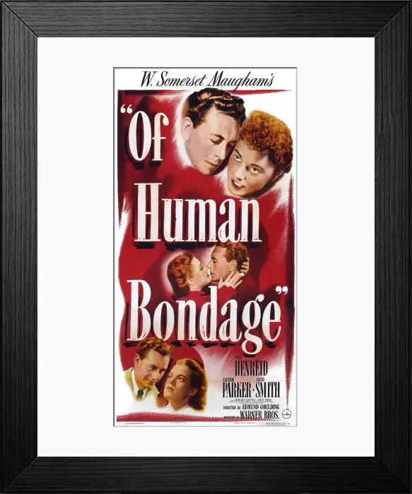 Framed Print : OF HUMAN BONDAGE, US poster, top from left: Paul Henreid, Eleanor Parker, center from left: Alexis Smith, Paul Henreid, bottom from left: Paul Henreid, Janis Paige, 1946
