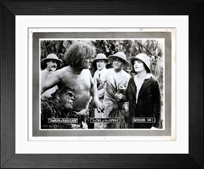 Framed Print : THE SON OF TARZAN, second from left: P. Dempsey Tabler in Episode 1-The Call of the Jungle on lobbycard, 1920