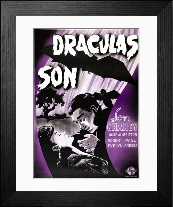 Framed Print : SON OF DRACULA, (aka DRACULAS SON, its title in Sweden), bottom left, from left: Louise Allbritton, Lon Chaney (aka Lon Chaney Jr.); 1944 Swedish poster, 1943