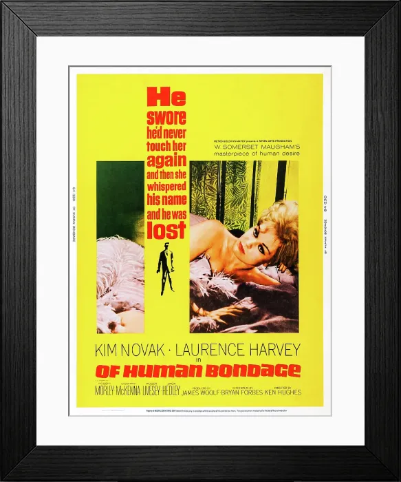 Framed Print : OF HUMAN BONDAGE, US poster, Kim Novak, 1964 Framed Print : OF HUMAN BONDAGE, US poster, Kim Novak, 1964