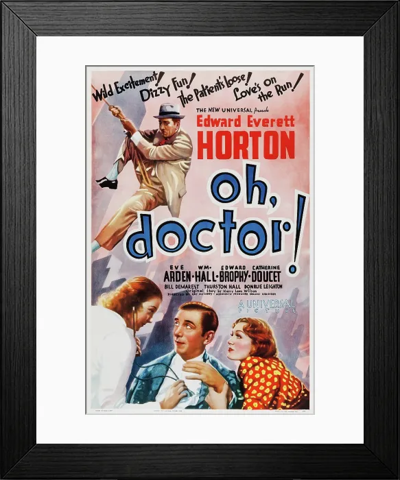 Framed Print : OH, DOCTOR, (aka OH, DOCTOR!), US poster art, top: Edward Everett Horton; bottom from left: Donrue Leighton, Edward Everett Horton, Eve Arden, 1937