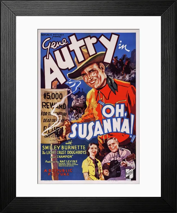 Framed Print : OH, SUSANNA!, US poster, top: Gene Autry; bottom: Frances Grant, Gene Autry, 1936 Framed Print : OH, SUSANNA!, US poster, top: Gene Autry; bottom: Frances Grant, Gene Autry, 1936