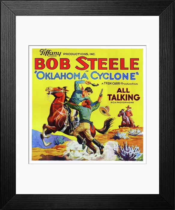 Framed Print : OKLAHOMA CYCLONE, US lobbycard, Bob Steele, 1930 Framed Print : OKLAHOMA CYCLONE, US lobbycard, Bob Steele, 1930