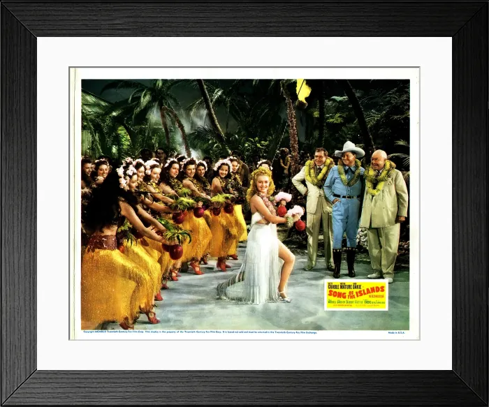 Framed Print : SONG OF THE ISLANDS, Center: Betty Grable, thomas mitchell, jack oakie, 1942, TM & copyright 20th Century Fox Film Corp. All rights reserved / courtesy Everett Collection Framed Print : SONG OF THE ISLANDS, Center: Betty Grable, thomas mitchell, jack oakie, 1942, TM & copyright 20th Century Fox Film Corp. All rights reserved / courtesy Everett Collection