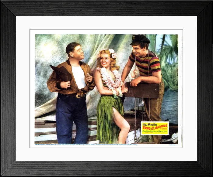 Framed Print : SONG OF THE ISLANDS, from right: Victor Mature, Betty Grable, Jack Oakie, 1942. TM and Copyright20th Century Fox Film Corp. All rights reserved / Courtesy: Everett Collection Framed Print : SONG OF THE ISLANDS, from right: Victor Mature, Betty Grable, Jack Oakie, 1942. TM and Copyright20th Century Fox Film Corp. All rights reserved / Courtesy: Everett Collection
