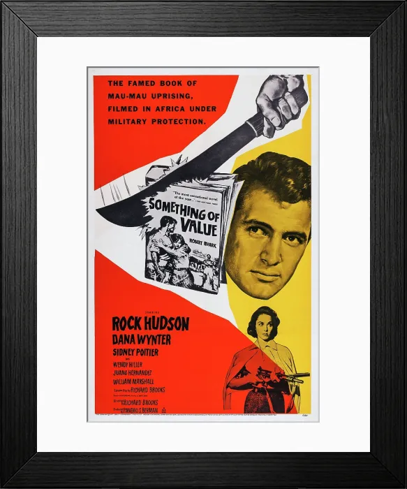 Framed Print : SOMETHING OF VALUE, US poster art, from top: Rock Hudson, Dana Wynter, 1957 Framed Print : SOMETHING OF VALUE, US poster art, from top: Rock Hudson, Dana Wynter, 1957