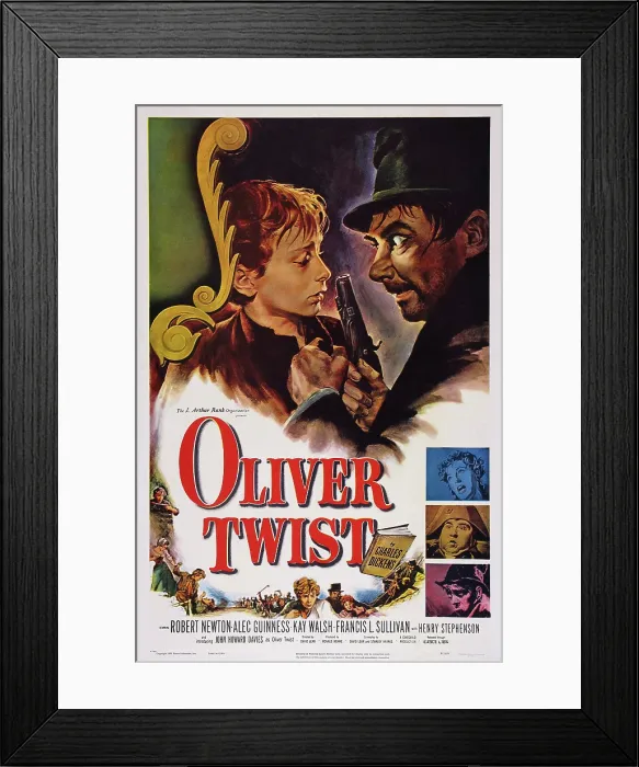 Framed Print : OLIVER TWIST, US poster art, top, from left: John Howard Davies, Robert Newton, 1948